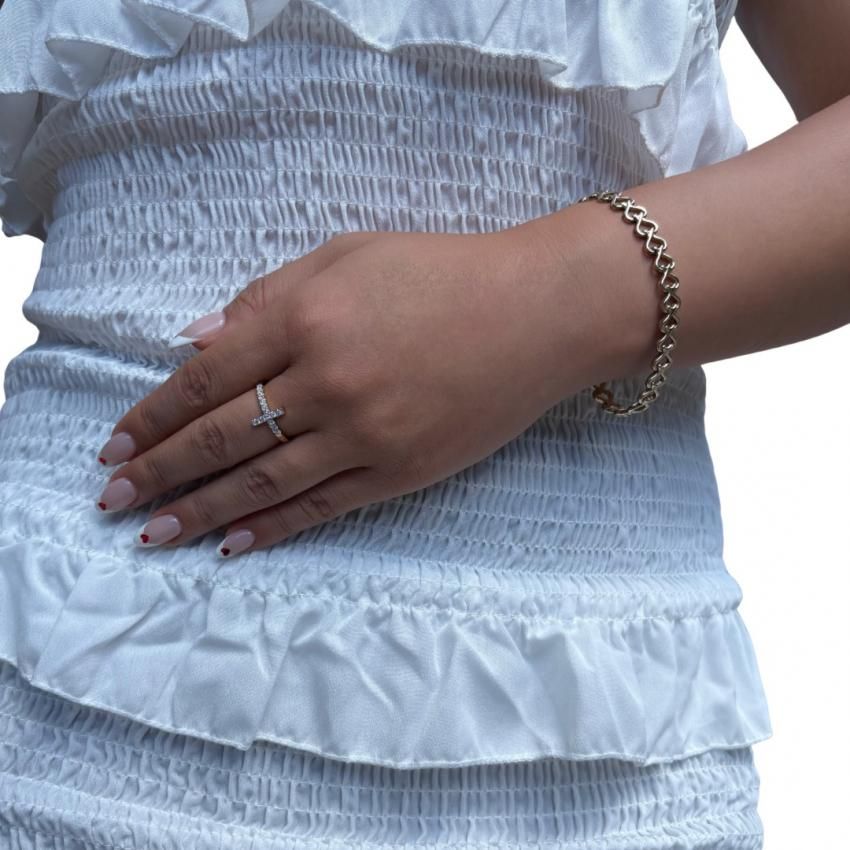 10K Yellow Gold ダイカットハートブレスレット