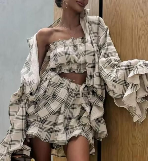 予約商品】チェック柄3点セットアップ|セレブファッション通販Top Secret