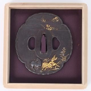 小鍔脇差短刀用草葉の図 鍔 肥後短刀鍔 (TU-031111)｜刀・日本刀の販売なら日本刀専門店