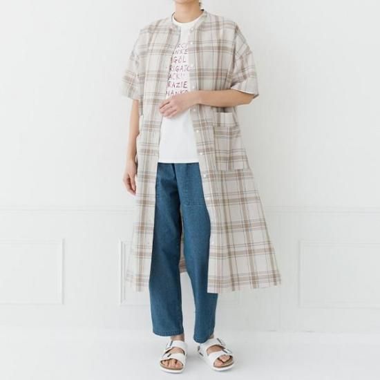 コットンリネン チェック ワンピース | kermu - ナチュラル服の