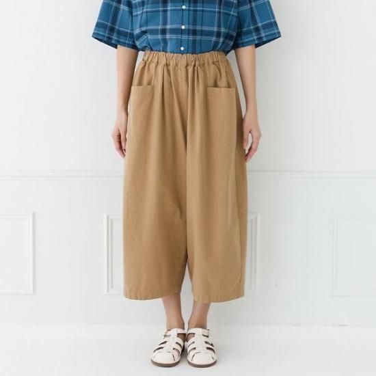 セール】 コットンリネンストレッチ クロップドパンツ