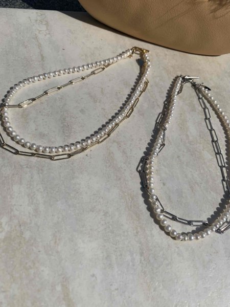 <img class='new_mark_img1' src='https://img.shop-pro.jp/img/new/icons13.gif' style='border:none;display:inline;margin:0px;padding:0px;width:auto;' />Freshwater pearl Chain Mix Necklace