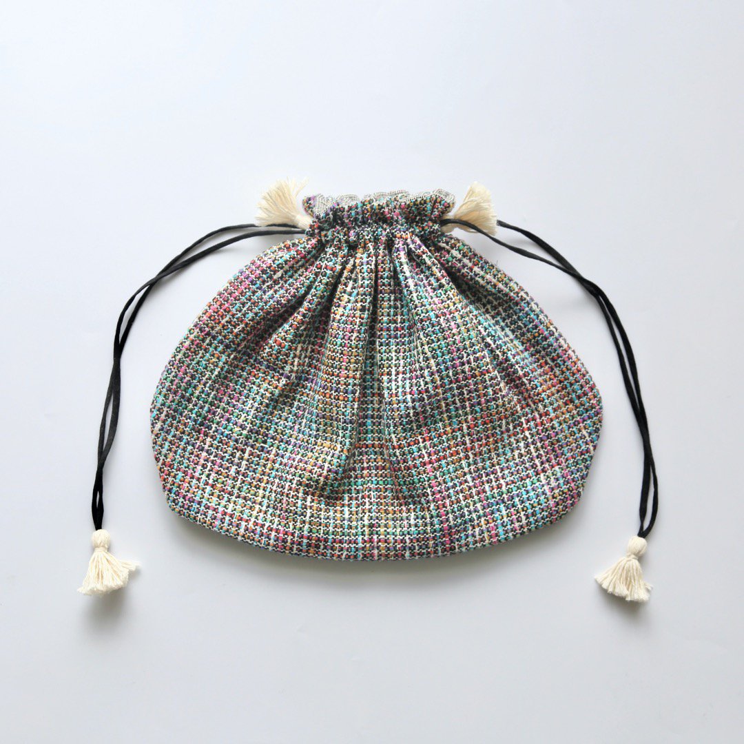 Suno & Morrison<br />Silk Cotton Tweed Drawstring Bag L