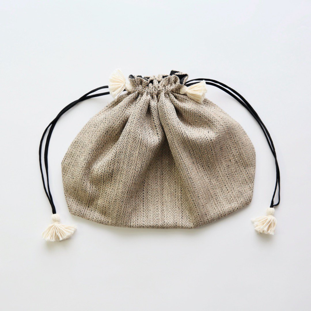 Suno & Morrison<br />Silk Herringbone Drawstring Bag L