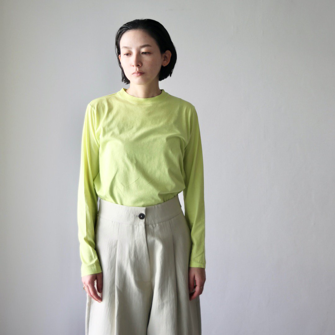 Ohh!<br />LIGHT WEIGHT BASIC L/S CREW<br />[ Lime Yellow ]