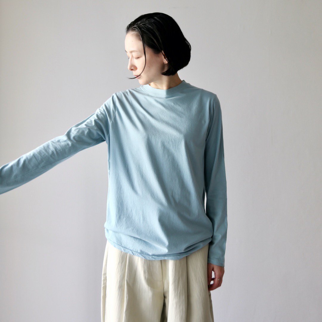 Ohh!<br />LIGHT WEIGHT BASIC L/S CREW<br />[ Blue Gray ]