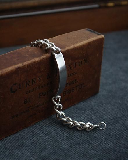 VINTAGE】Vintage UK Silver Heavy Chain ID Bracelet 