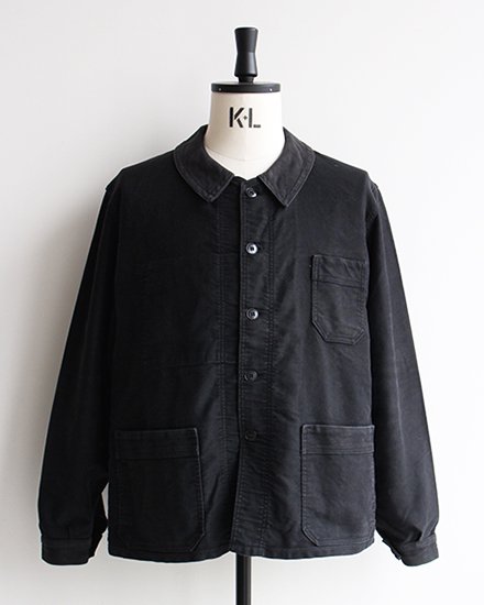 VINTAGE】40-50s French Black Moleskin Work Jacket / デッドストック