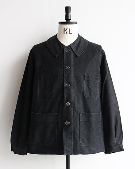 VINTAGE】40-50s French Black Moleskin Work Jacket / デッドストック