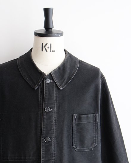 【VINTAGE】40-50s French Black Moleskin Work Jacket / デッドストック フレンチ ブラックモールスキン  ジャケット