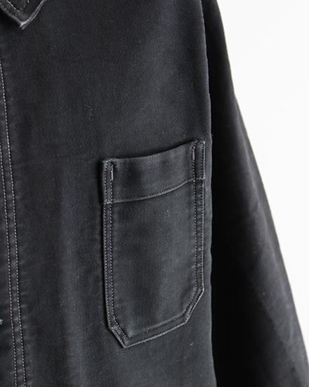 【VINTAGE】40-50s French Black Moleskin Work Jacket / デッドストック フレンチ ブラックモールスキン  ジャケット