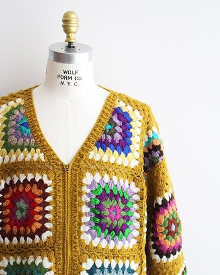 MacMahon Knitting Mills By Niche】Crochet V-Neck Zip Cardigan MacMahon Knitting Mills By Niche】Crochet V-Neck Zip Cardigan