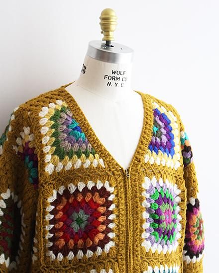 MacMahon Knitting Mills By Niche】Crochet V-Neck Zip Cardigan MacMahon Knitting Mills By Niche】Crochet V-Neck Zip Cardigan