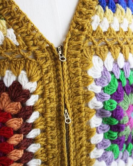 MacMahon Knitting Mills By Niche】Crochet V-Neck Zip Cardigan MacMahon Knitting Mills By Niche】Crochet V-Neck Zip Cardigan