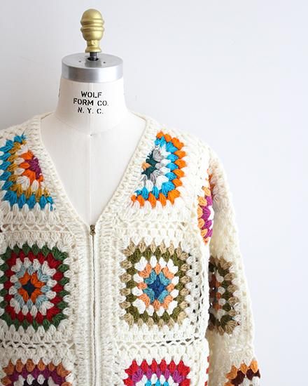 MacMahon Knitting Mills By Niche】Crochet V-Neck Zip Cardigan