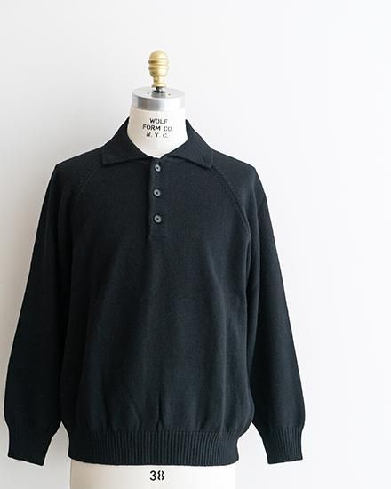 トップス STILL BY HAND 7G Wool Knit Polo Still By Hand 7G Knitted Polo - Black | Garmentory