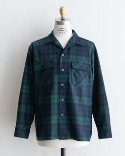 AGE OLD / ɡOpen Collar Shirt Wool Check Fabrics Made In USA