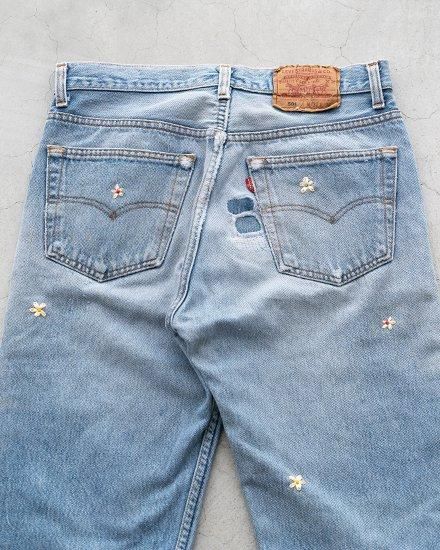 SHANANA MIL】Used Made In USA Denim『Hand Embroidery Daisy』