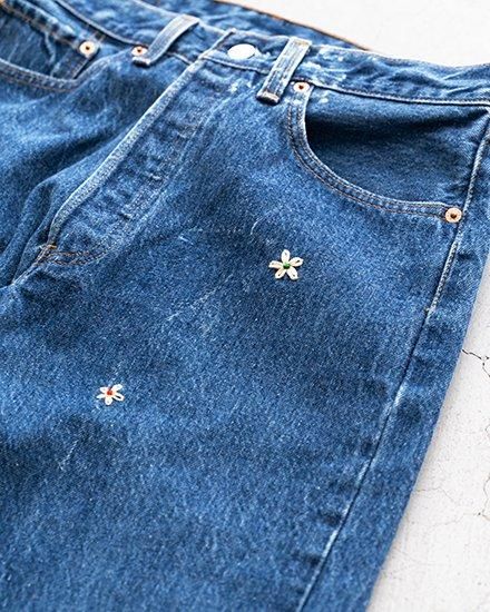 SHANANA MIL】Used Made In USA Denim『Hand Embroidery Daisy』