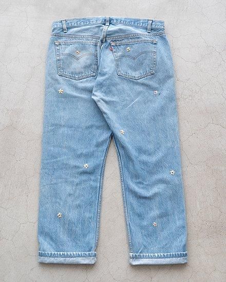 SHANANA MIL】Used Made In USA Denim『Hand Embroidery Daisy』