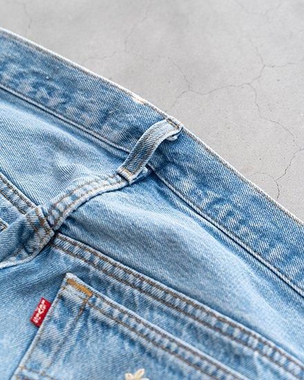 SHANANA MIL】Used Made In USA Denim『Hand Embroidery Daisy』