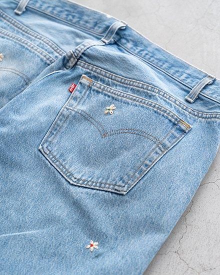 SHANANA MIL】Used Made In USA Denim『Hand Embroidery Daisy』