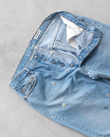 SHANANA MIL】Used Made In USA Denim『Hand Embroidery Daisy』