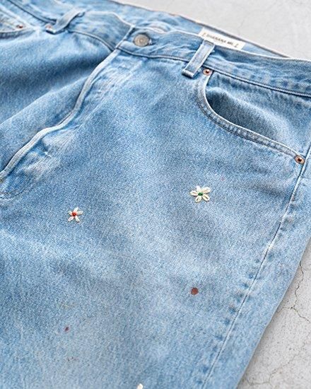 SHANANA MIL】Used Made In USA Denim『Hand Embroidery Daisy』