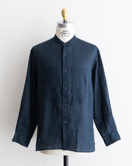 STILL BY HAND / スティル バイ ハンド】Linen W Pocket Band Collar Shirts