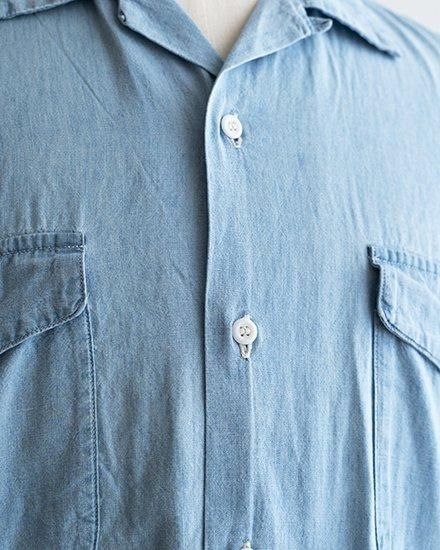 美品 オアスロウ 半袖 シャンブレーシャツ ボックスシルエット 4(XL) orSlow オアスロウ シャンブレー半袖ワークシャツ CHAMBRAY 60's