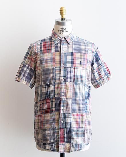 ラルフローレン 90s linen silk shirt M madras 90s RALPH LAUREN