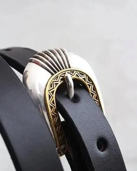 ムーンサンシャイ　レザーロングベルト　\"Made IN USA\" 32インチ MOONSHINE / ムーンサンシャイン】Del Rio Buckle Western