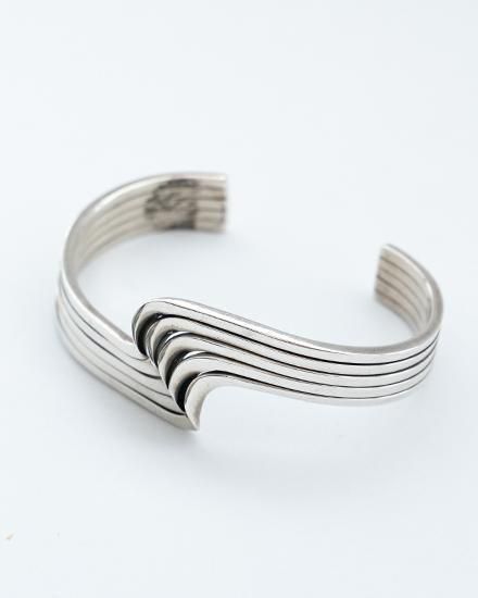 VINTAGE】Vintage Mexican Silver Wave Design Bangle 