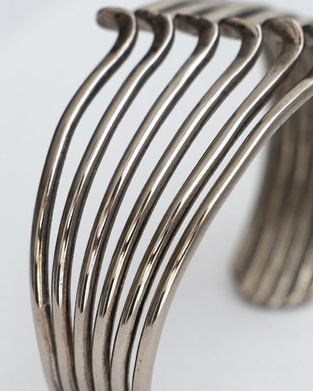 Mexican vintage Hevy Link bangle バングル VINTAGE】Vintage Mexican Silver Wave Design Bangle 