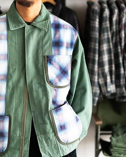 ヴィンテージ　ミリタリージャケット クロスカラーズ　ラウドレコードパッチ付き redad / レダッド】Combination Zip Blouson “Military