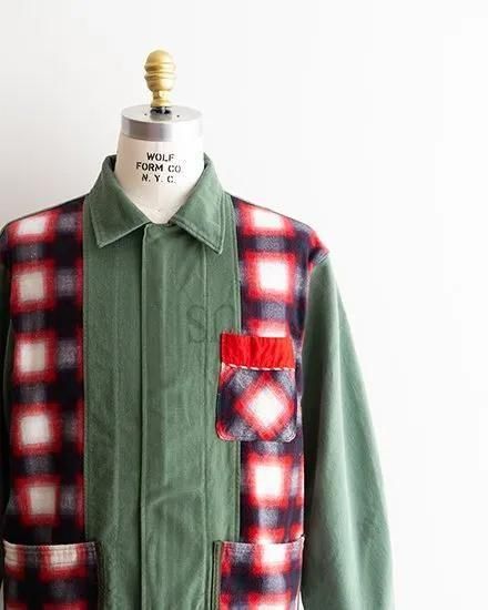 【ヴィンテージ】ジリ ファーカラーテラコッタレッドフラップポケット ワイドコート redad / レダッド】Combination Zip Blouson “Military