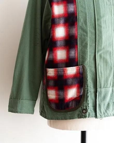 【ヴィンテージ】ジリ ファーカラーテラコッタレッドフラップポケット ワイドコート redad / レダッド】Combination Zip Blouson “Military