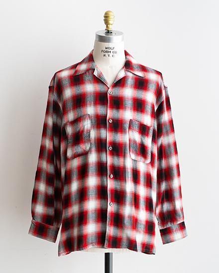 トップス 60's vintage rayon shirt 60s 50s Vintage Rayon Line Shirt Brown M