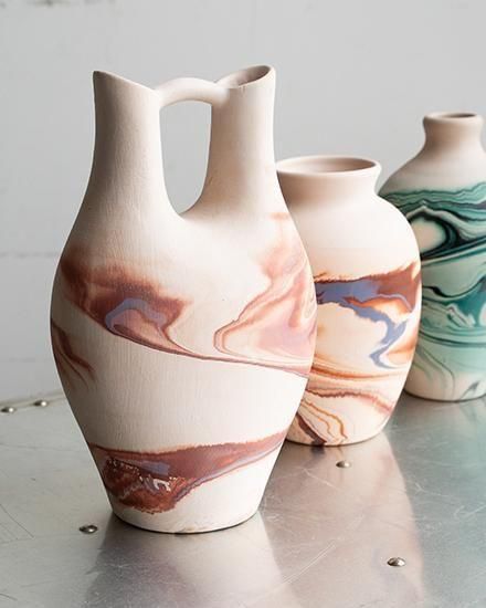 VINTAGE】Nemadji Pottery Flower Base ”Made In USA