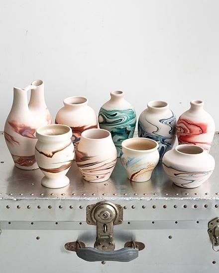 VINTAGE】Nemadji Pottery Flower Base ”Made In USA