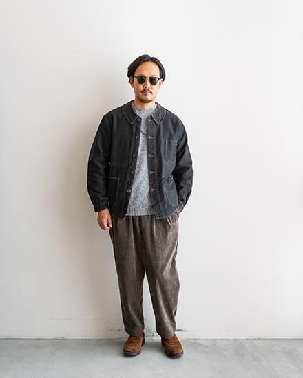 VINTAGE】40-50s French Black Moleskin Work Jacket / デッドストック