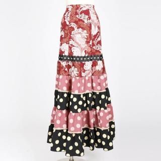 MF2011ティアードスカート＜lantana ＞ワインペイズリー・ブラック水玉＜☆1点もの☆＞2L-100
