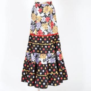 MF2011ティアードスカート＜lantana ＞ブラック花柄・水玉＜☆1点もの☆＞2L-95