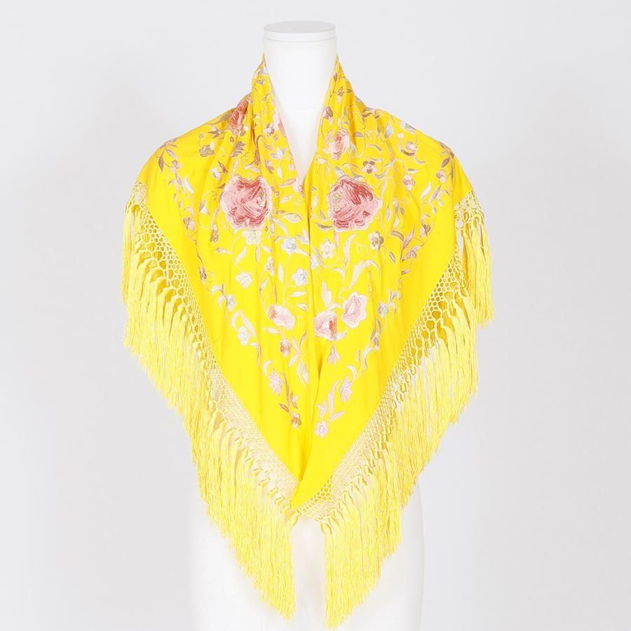 フラメンコシージョ マリキータ 黄色とピンク MariQuita,マリキータ,フラメンコ,マントン,ショール,大判