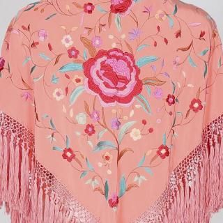 販売済] 刺繍入り特大シージョ・フーシアピンク・スペイン製