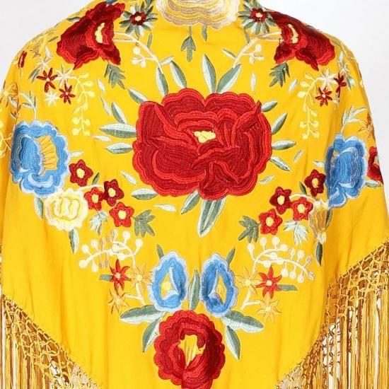 フラメンコ マントン 黄色 フラメンコシージョ マリキータ 黄色と