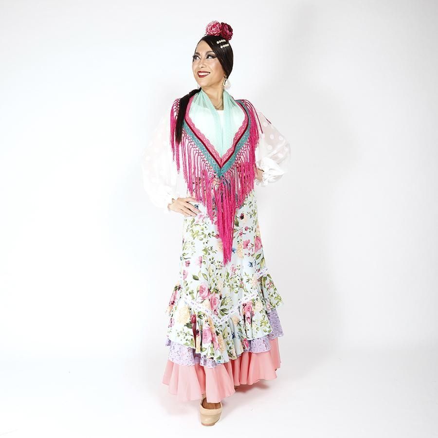【美品 フラメンコ衣装】ブルー アルマフラメンカ ファルダ ボウタイ スカート 美品 フラメンコ衣装】ブルー アルマフラメンカ ファルダ