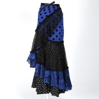 フラメンコ用✨巻きスカート フラメンコ 巻きスカート ローズ×水玉 グリーン×オレンジ F