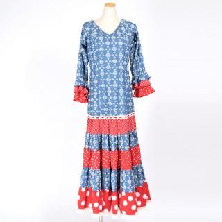 MARIACRUZ　フラメンコドレスワンピース　ドット柄　一箇所ほつれ有り MariQuita,マリキータ,フラメンコ, 衣装, ドレス, ワンピース
