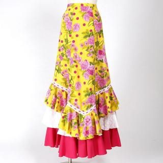 フラメンコ　ファルダ オーダー・ベルベット・山型4段ハイウエストファルダ | 高級感